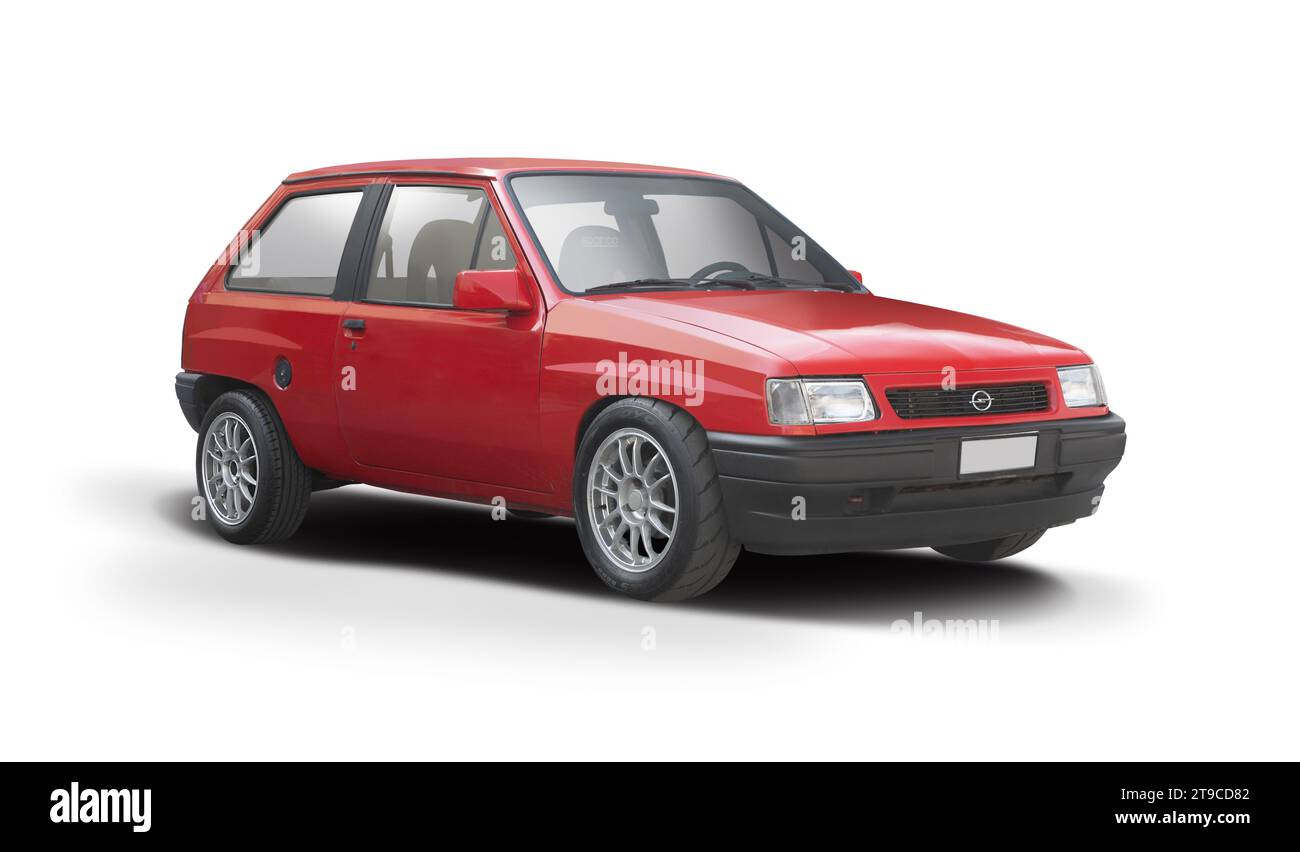Opel Corsa première génération isolé sur fond blanc Banque D'Images