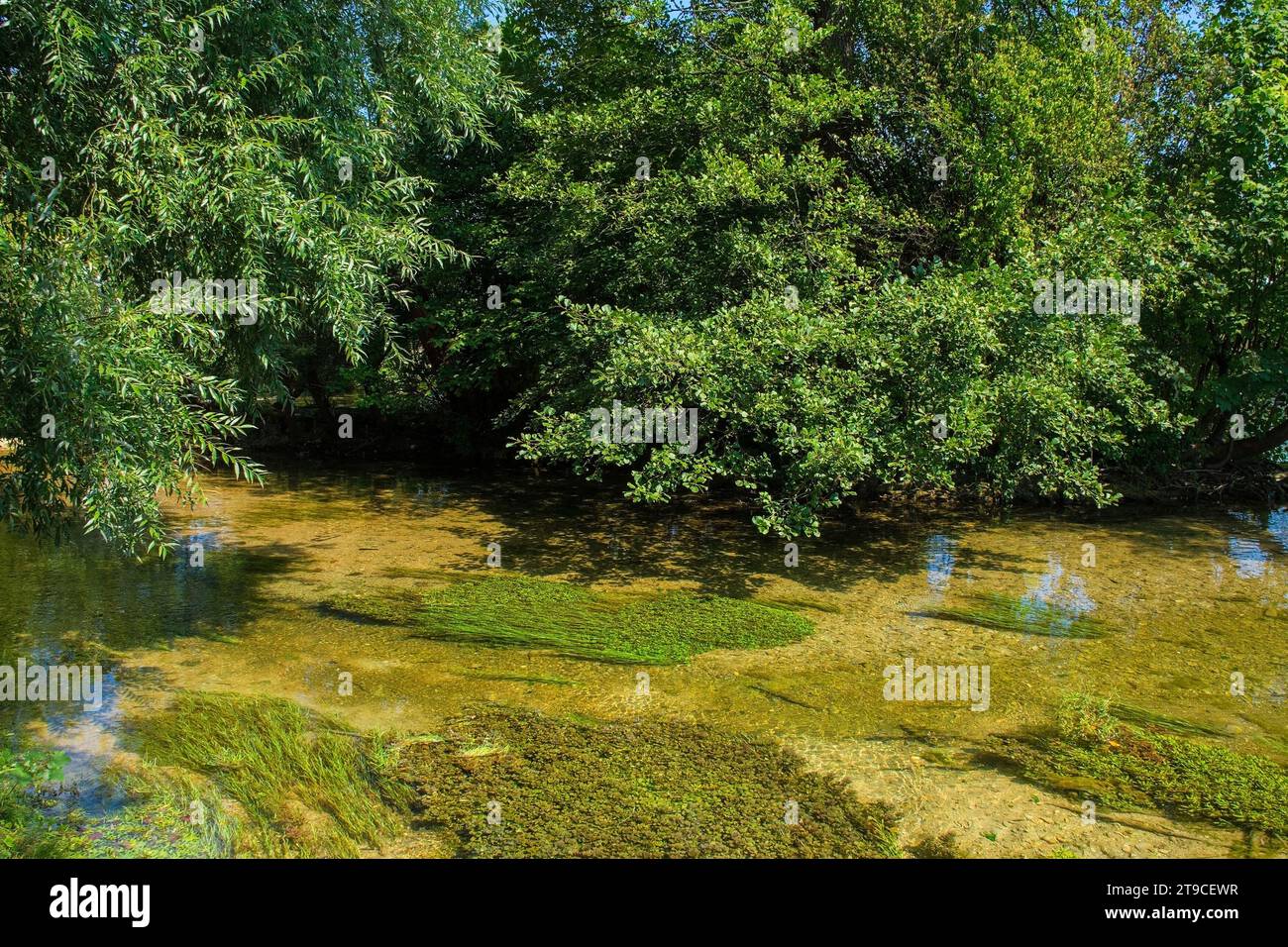 La rivière una traverse le centre de Bihac dans le canton d'una-Sana, Fédération de Bosnie-Herzégovine Banque D'Images