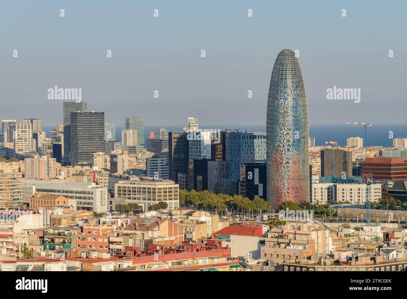 Vue de Barcelone depuis le sommet de l'église de la Sagrada Familia Banque D'Images