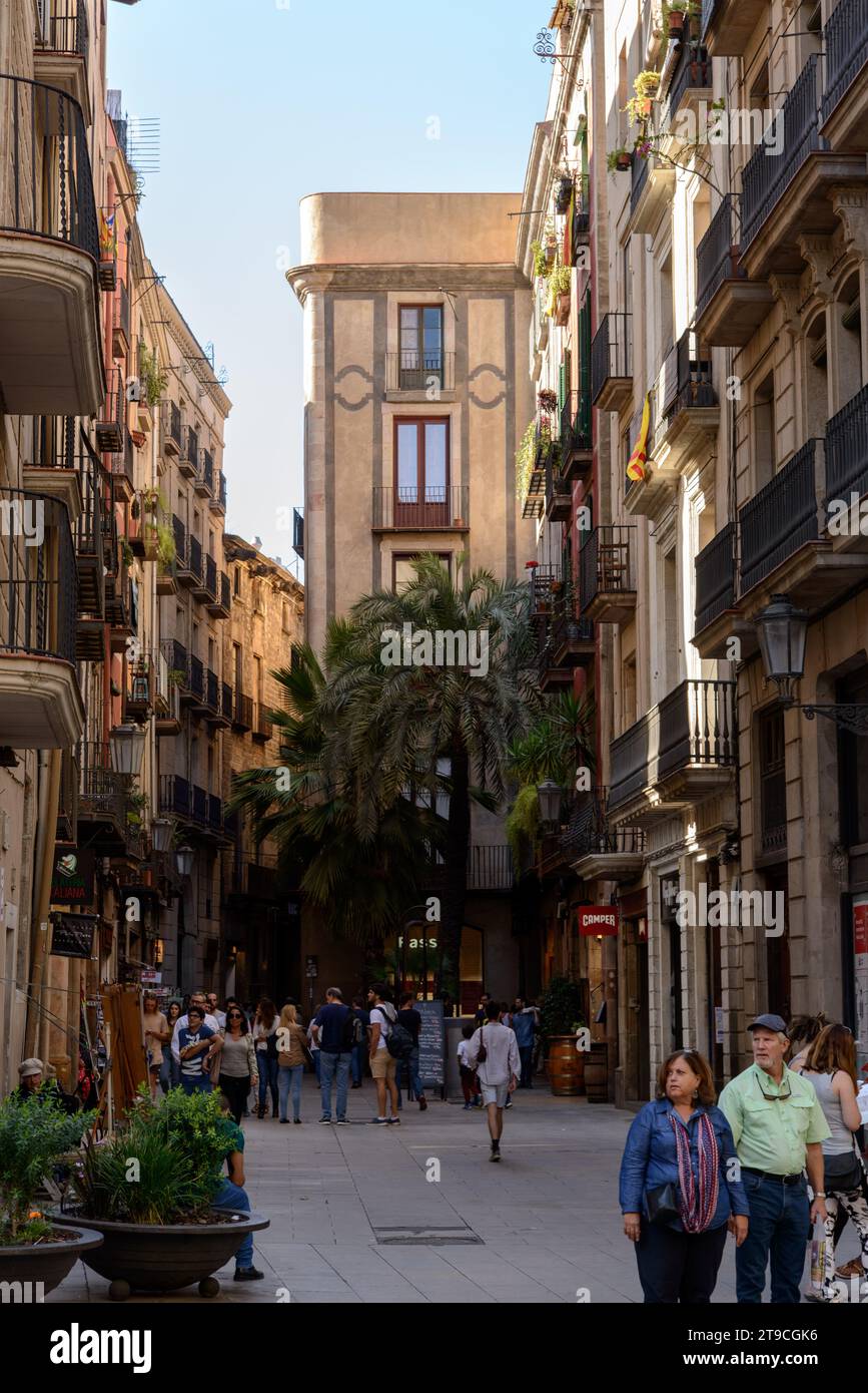 Allée traditionnelle à Barcelone Espagne Banque D'Images