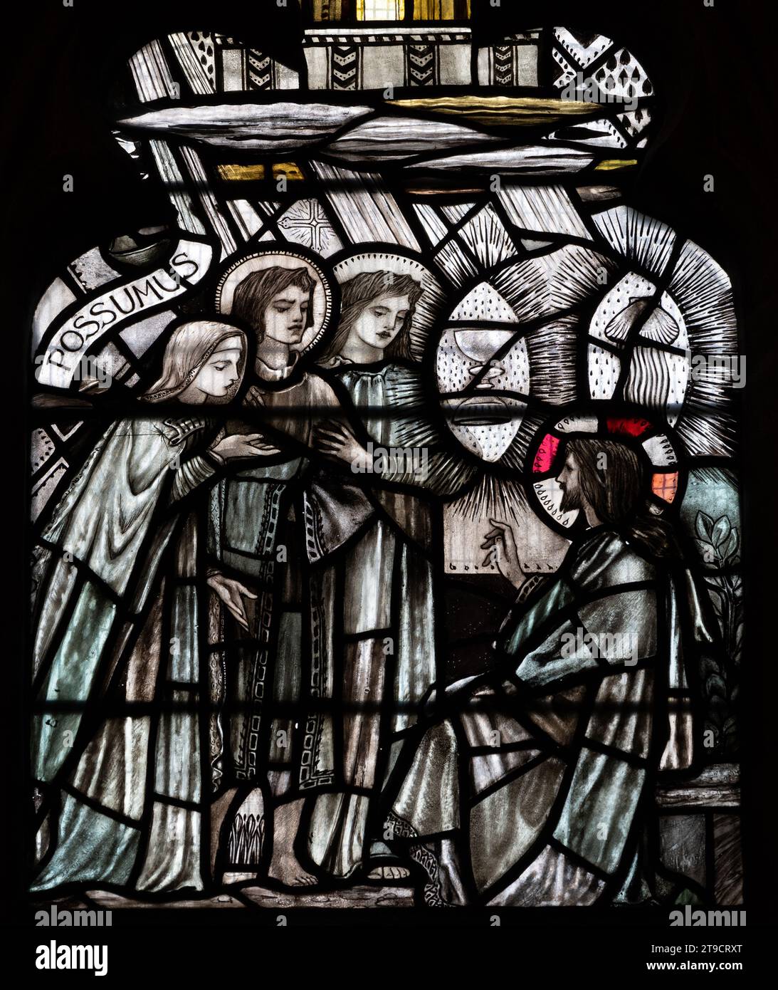 La mère de Saint James et Saint John avec ses fils et Christ vitraux, St. Église Jean-Baptiste, Burford, Oxfordshire, Royaume-Uni Banque D'Images