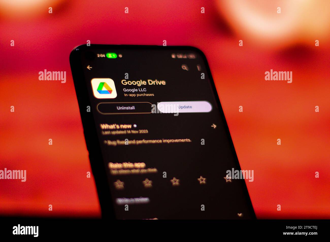 La mise à jour de Google Drive est arrivée est visible sur l'écran mobile Banque D'Images