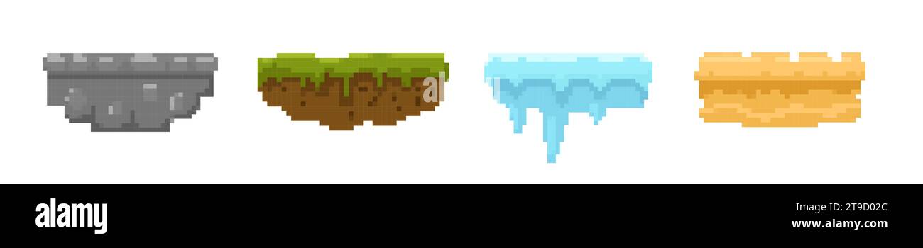 île vectorielle de terrain paysage de 8 bits Illustration de Vecteur