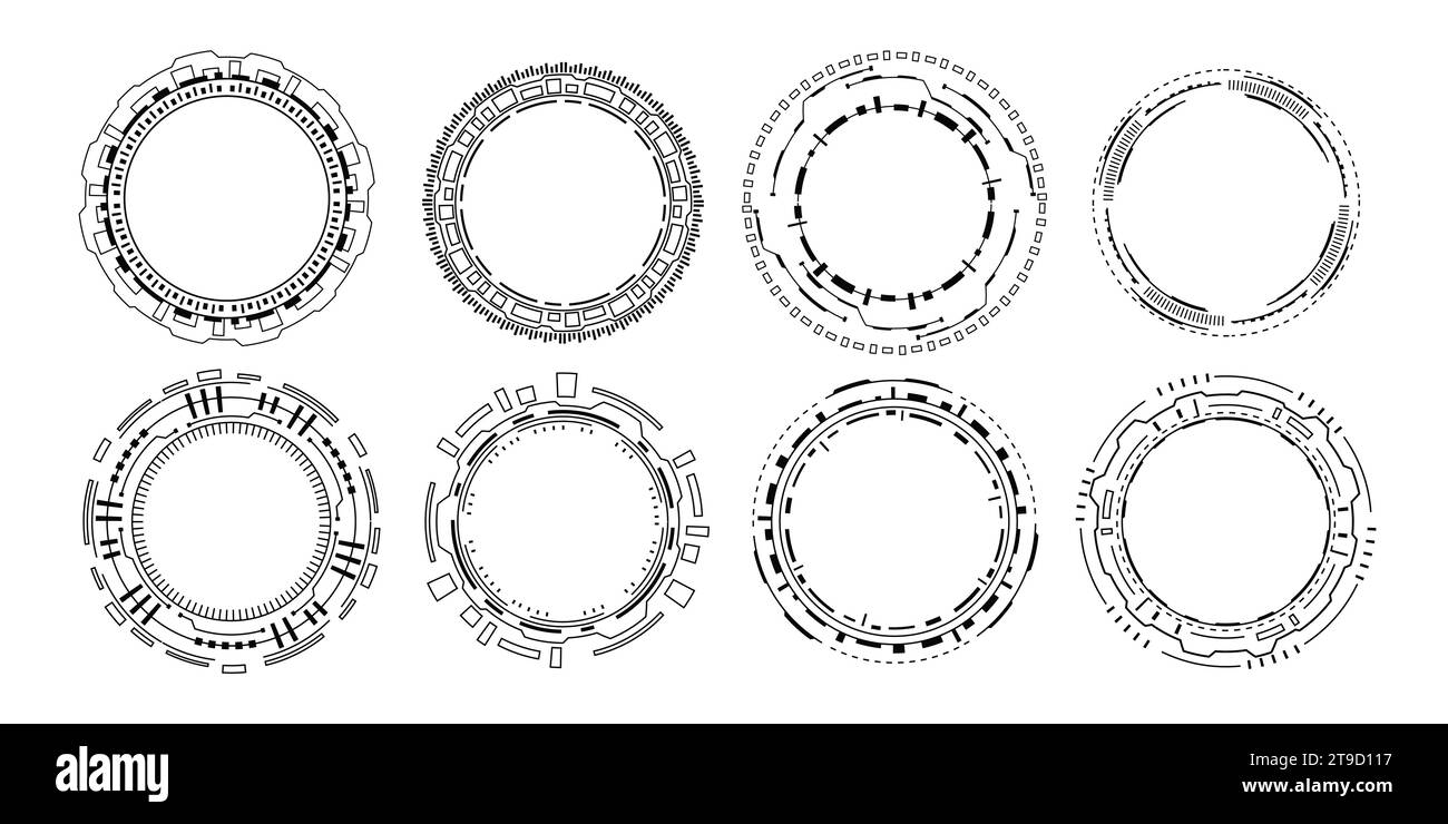 Arrière-plan du cadre du cercle Tech ai. Technologie hud interface de jeu numérique. Illustration de Vecteur