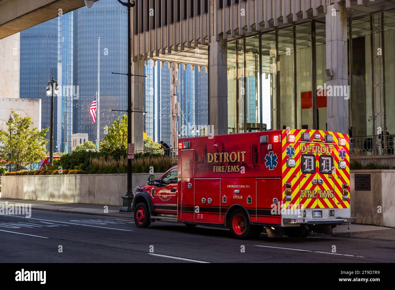 Camion de pompiers à Detroit, États-Unis Banque D'Images