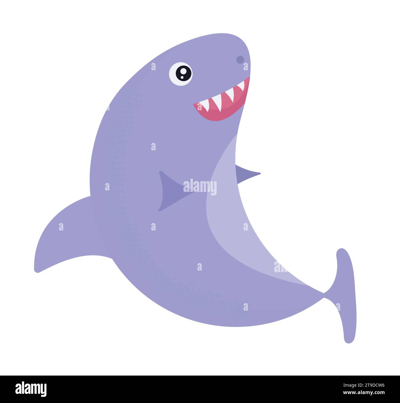 Requin de couleur mignon et drôle, illustration vectorielle dans les tons bleus et roses Illustration de Vecteur