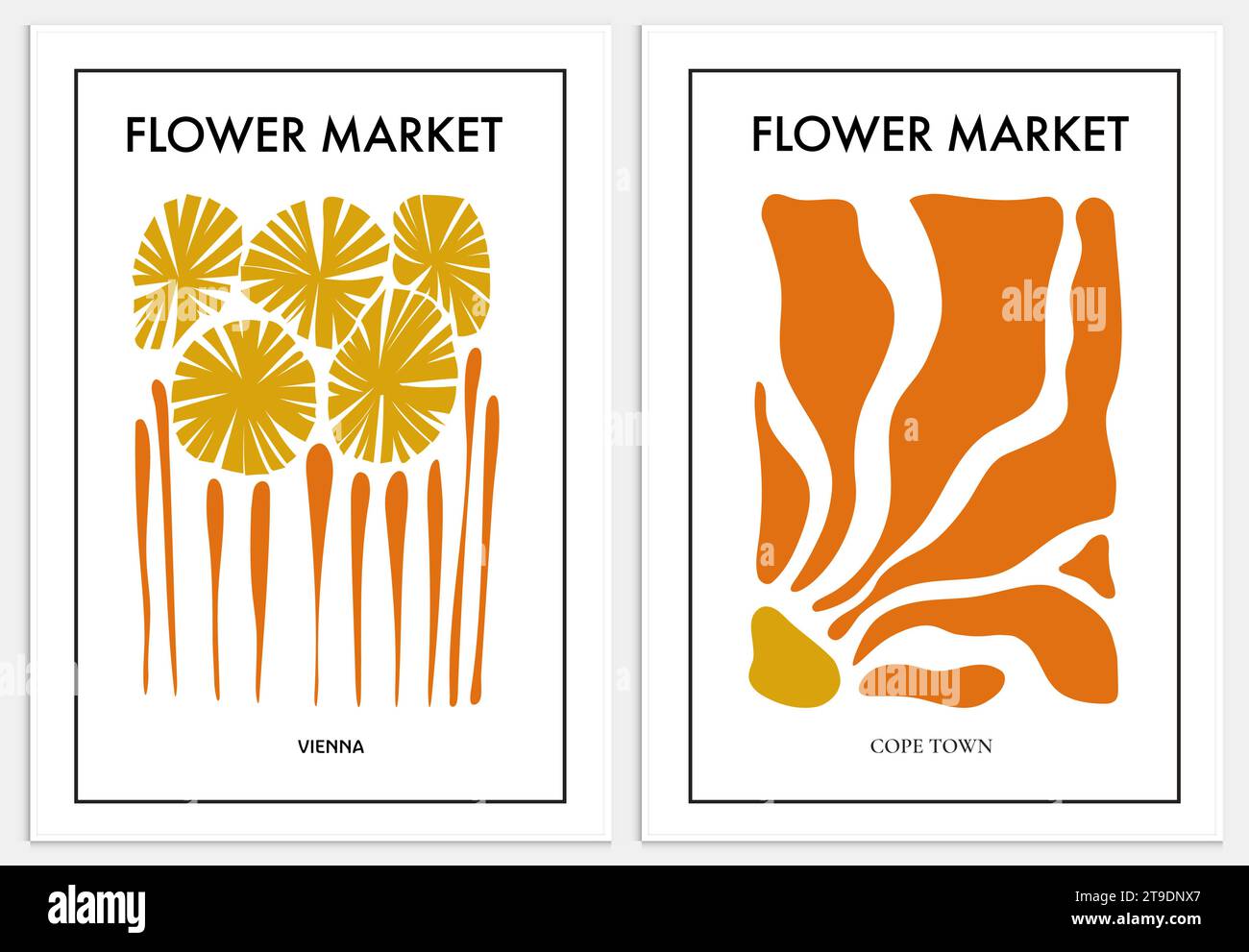 Contient ensemble d'art abstrait dans le style du marché aux fleurs, collection d'art moderne pour la décoration. Vector İllustration Poster. Collection pour l'art à la mode Illustration de Vecteur