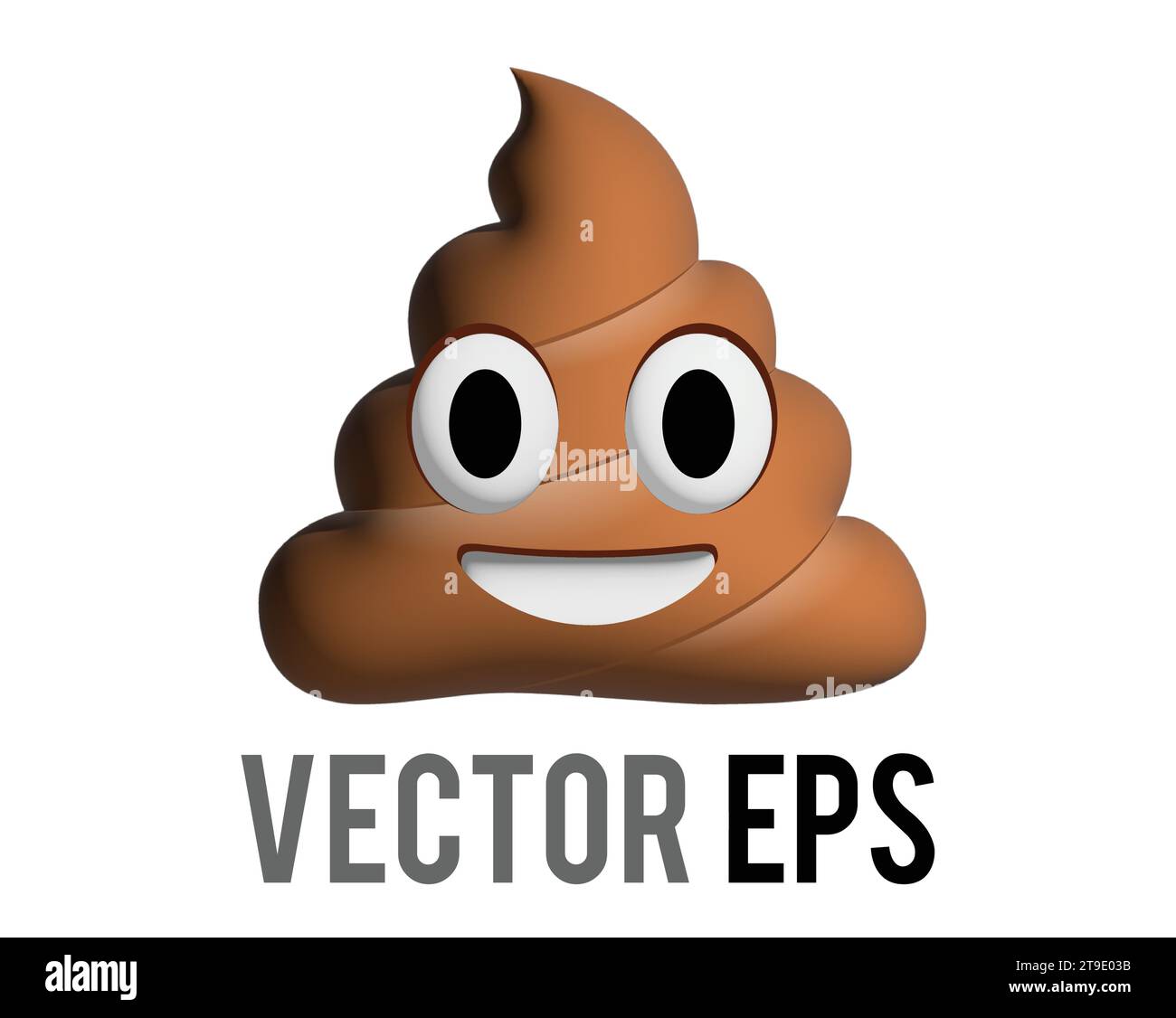 Vecteur tourbillon d'icône 3D marrons de poop avec de grands yeux excités et un grand sourire Illustration de Vecteur