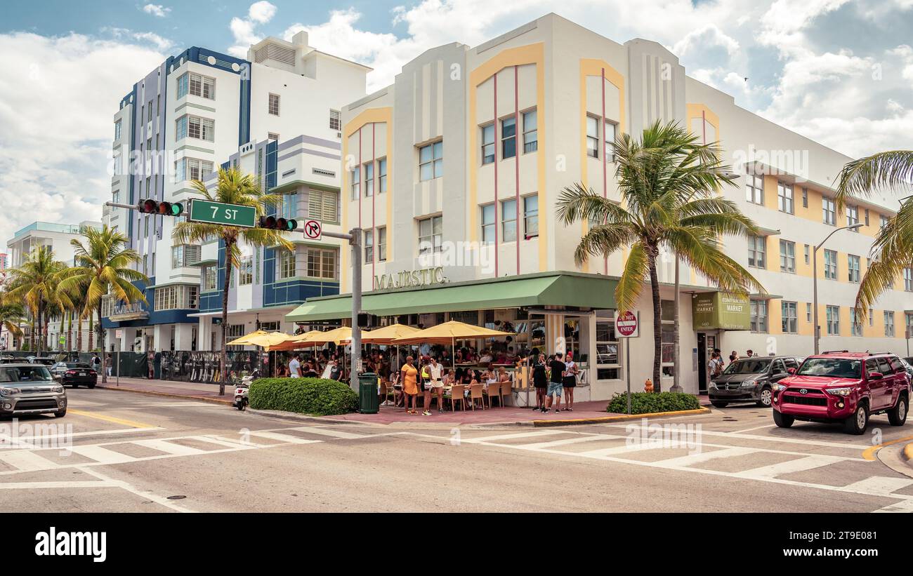 Miami Beach, Floride, USA - rues de South Beach precinct Banque D'Images