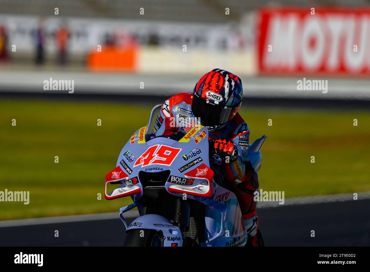 Valencia, Espagne. 24 novembre 2023. Di Giannantonio Fabio ITA Gresini Racing MotoGP Ducati lors du Grand Prix MotoGP d'Espagne 2023 - Gran Premio Motul de la Comunitat Valenciana - Practice, Championnat du monde MotoGP à Valence, Espagne, novembre 24 2023 crédit : Agence photo indépendante/Alamy Live News Banque D'Images