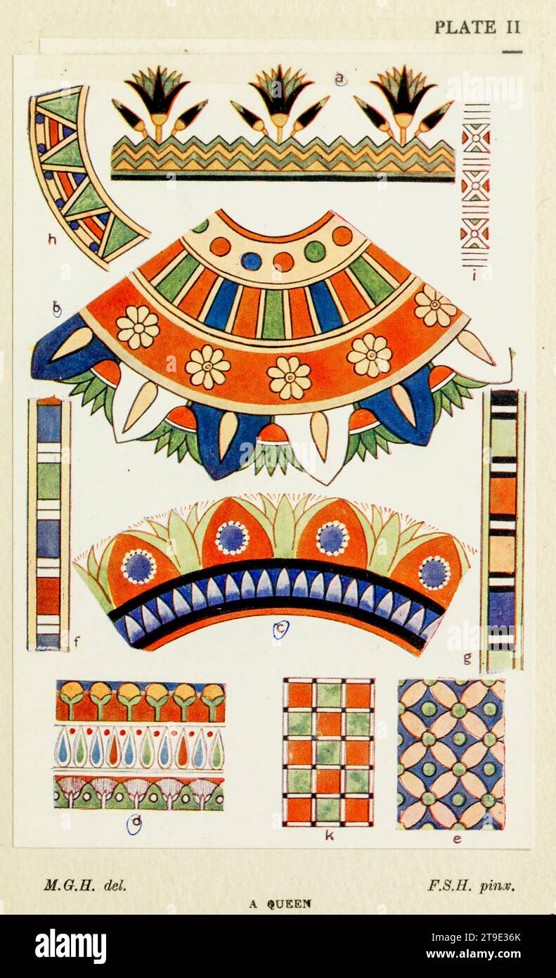 Détails des décorations de la reine égyptienne, illustration Photo