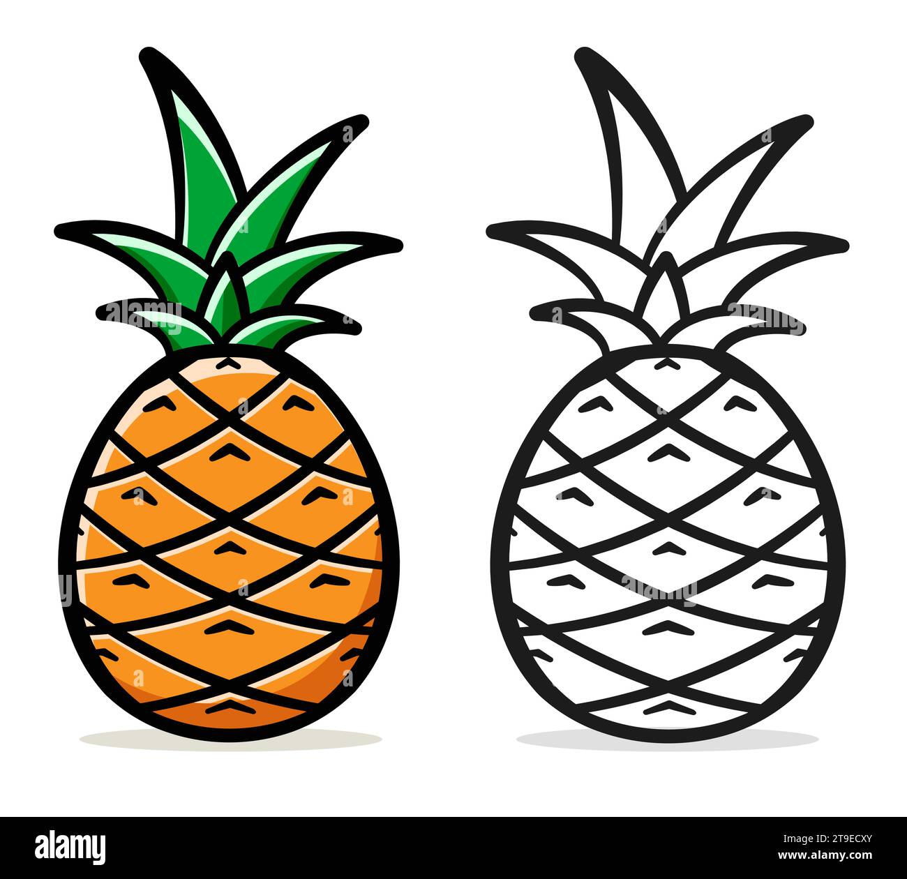 Illustration de dessin animé d'ananas sur fond blanc Illustration de Vecteur