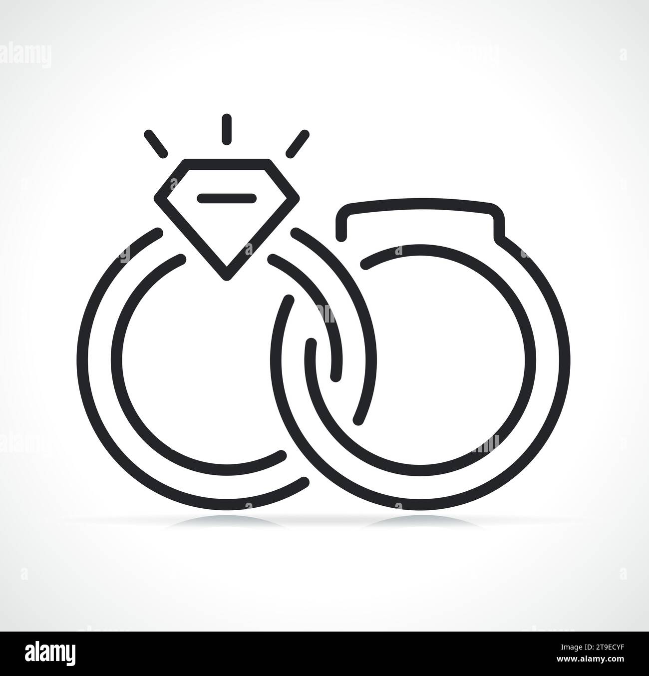 Illustration de l'icône de contour d'anneaux de mariage isolé Illustration de Vecteur