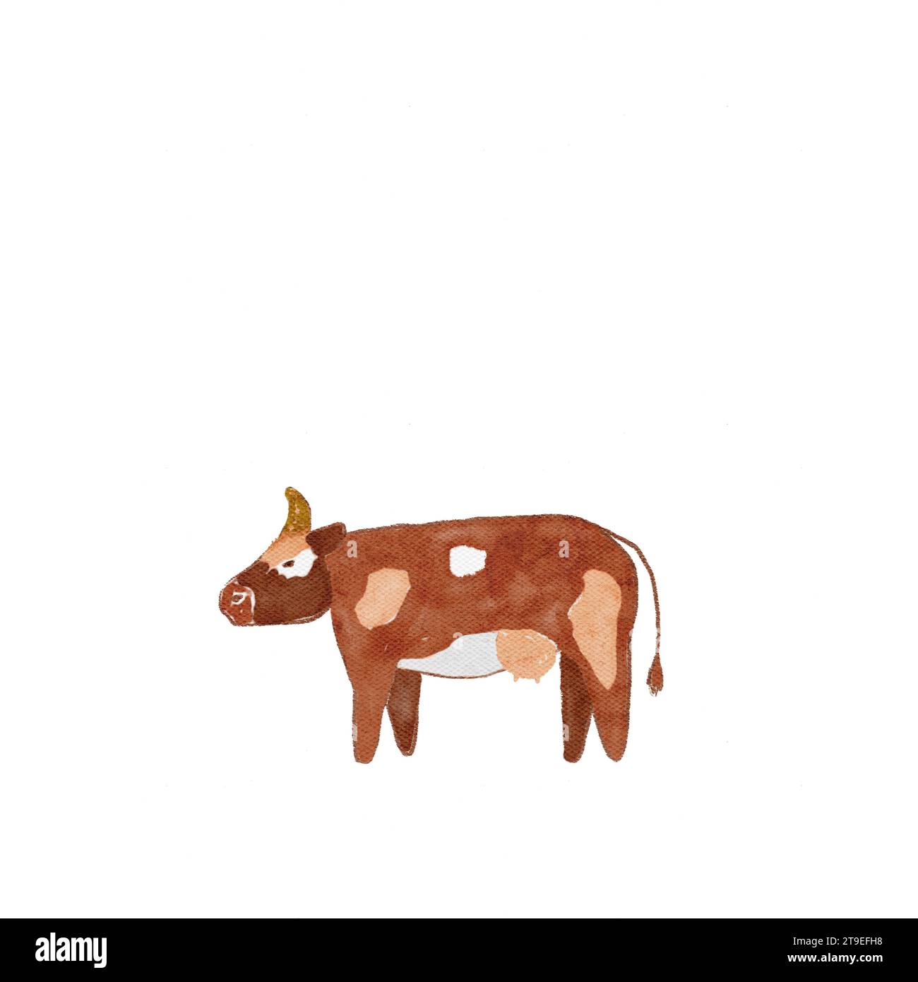Vache aquarelle peinte à la main isolée sur blanc Banque D'Images