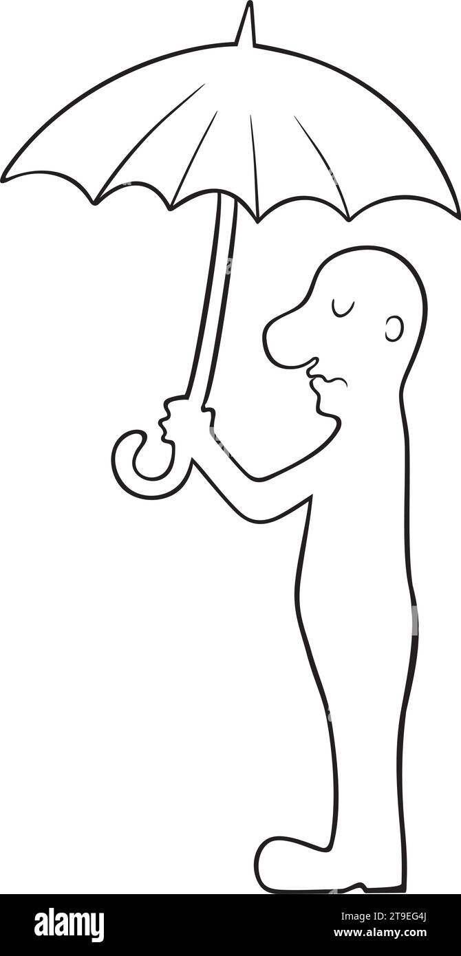 Illustration d'homme avec parapluie isolé sur blanc Illustration de Vecteur