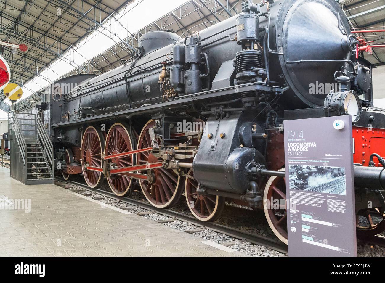MILAN, ITALIE - 19 MAI 2018 : il s'agit d'une exposition de la collection de locomotives du début du XXe siècle dans le Musée de la Science et Techno Banque D'Images
