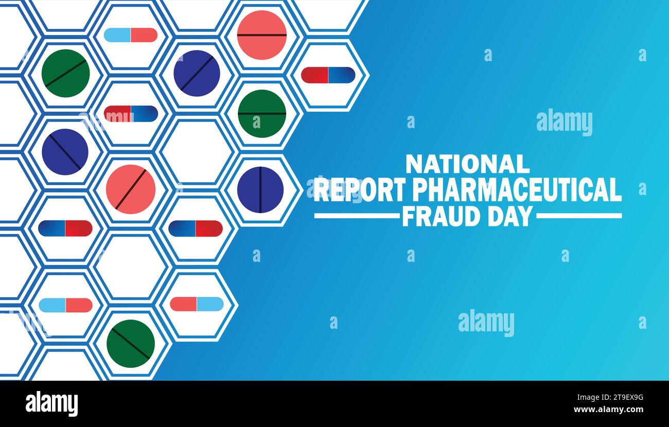 Rapport national Journée de la fraude pharmaceutique. Illustration vectorielle. Convient pour carte de voeux, affiche et bannière. Illustration de Vecteur