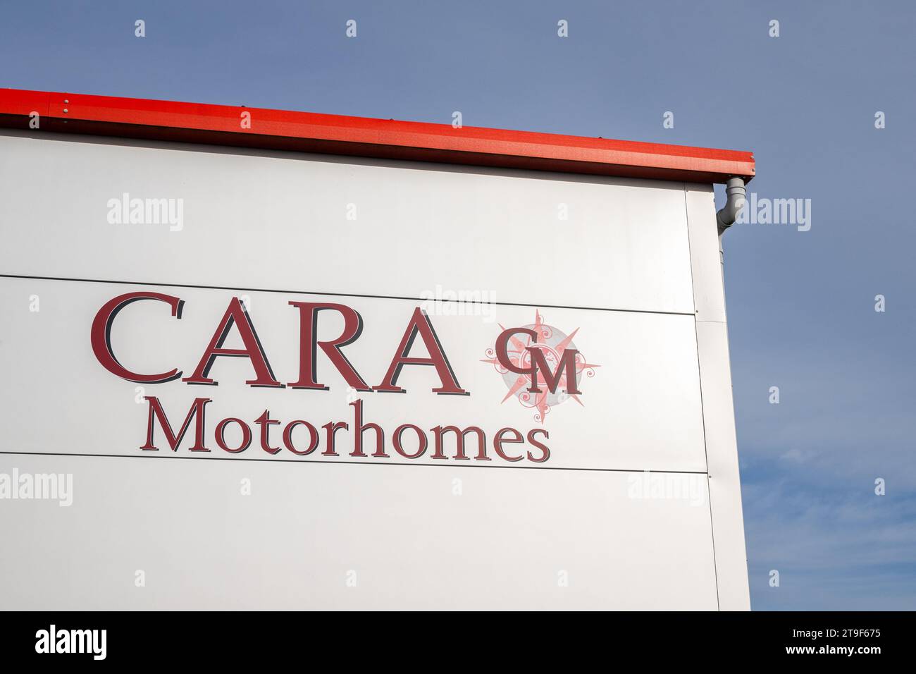 Cara Motorhomes fascia, Co. Limerick, Irlande. Banque D'Images