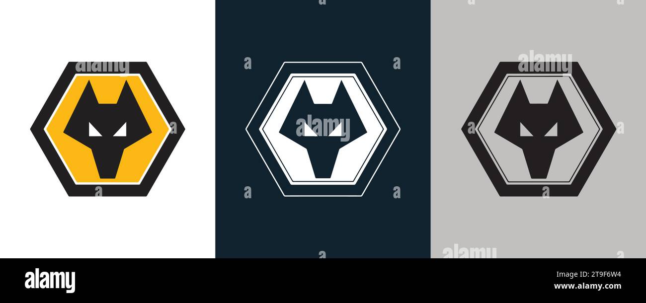 Wolverhampton Wanderers FC couleur Noir et blanc 3 style logo anglais club de football professionnel Illustration vectorielle Abstract image modifiable Illustration de Vecteur