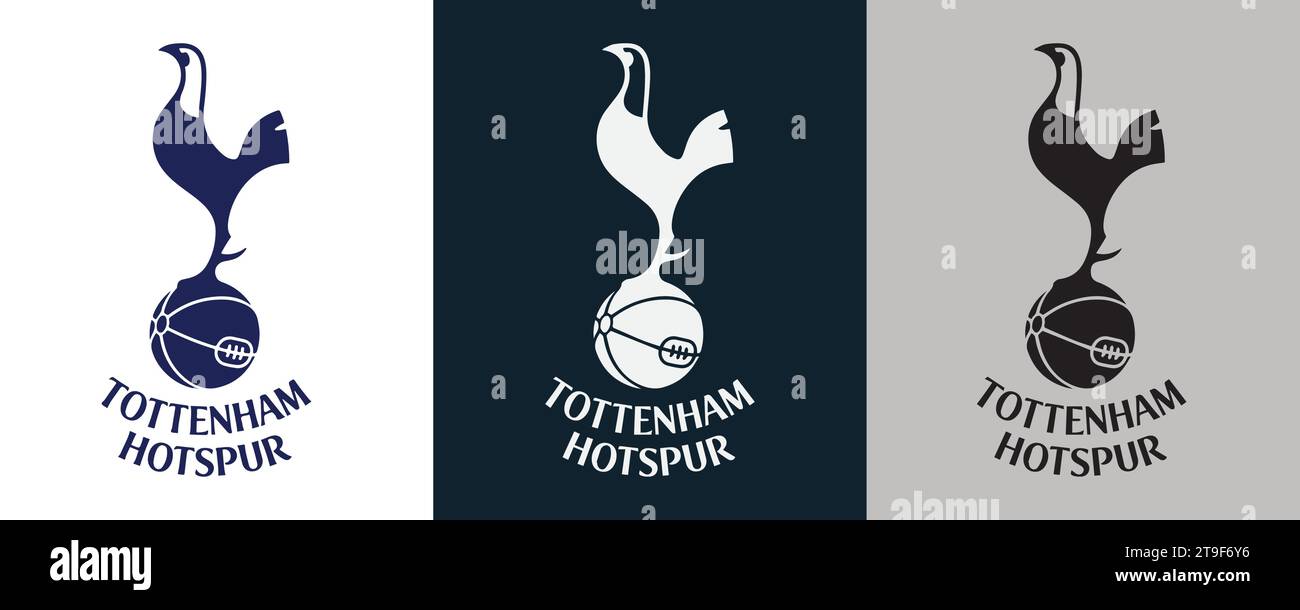 Tottenham Hotspur FC couleur Noir et blanc 3 style logo Club de football professionnel anglais, Illustration vectorielle image abstraite Illustration de Vecteur