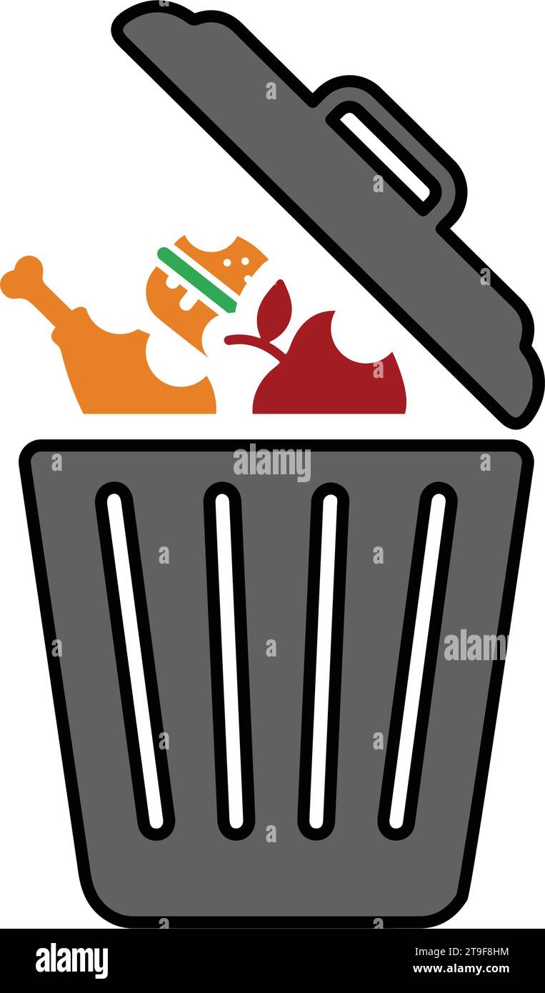 Nourriture, déchets alimentaires, icône poubelle. Beau design et vecteur entièrement éditable pour un usage commercial, fichiers imprimés et présentations, matériels promotionnels, Illustration de Vecteur