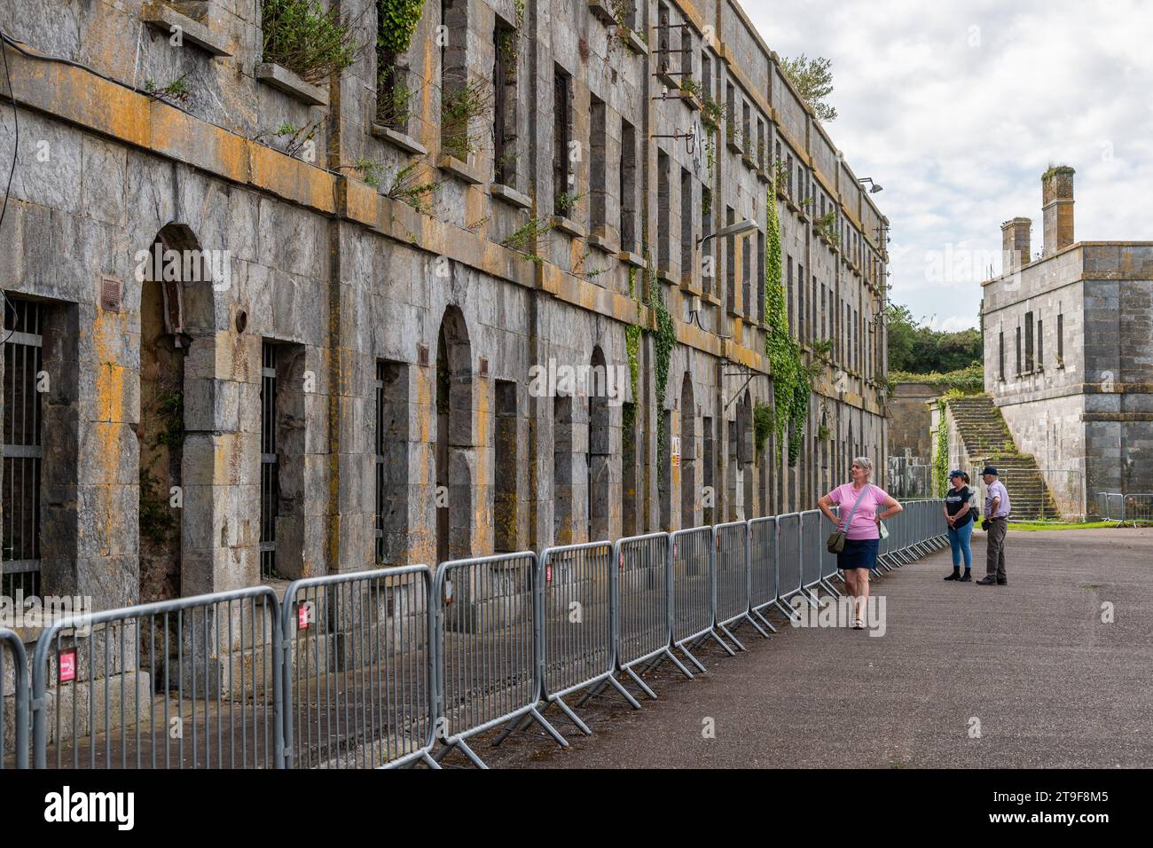 Bloc de prison abandonné sur Spike Island, Cobh, comté de Cork, Irlande. Banque D'Images