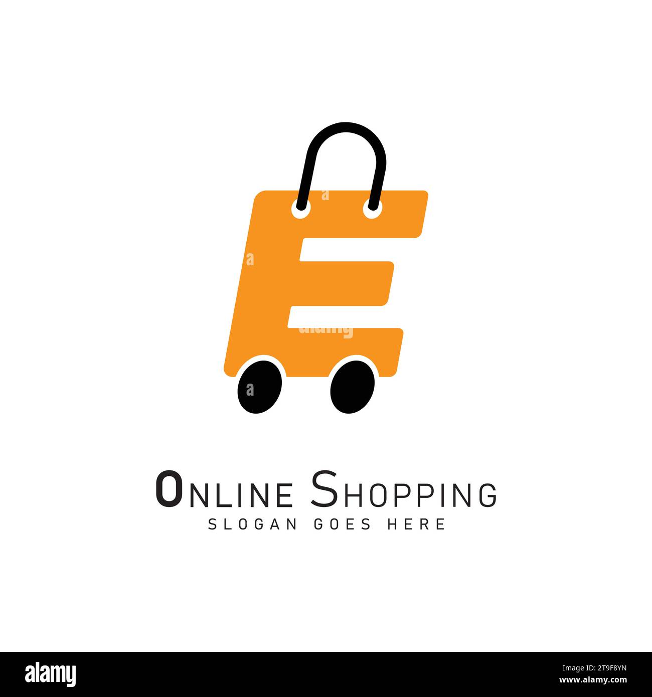 Lettre E pour le modèle de logo Shopping, icône de commerce électronique. Logo vectoriel de concept de sac de conception alphabet E. Illustration de Vecteur