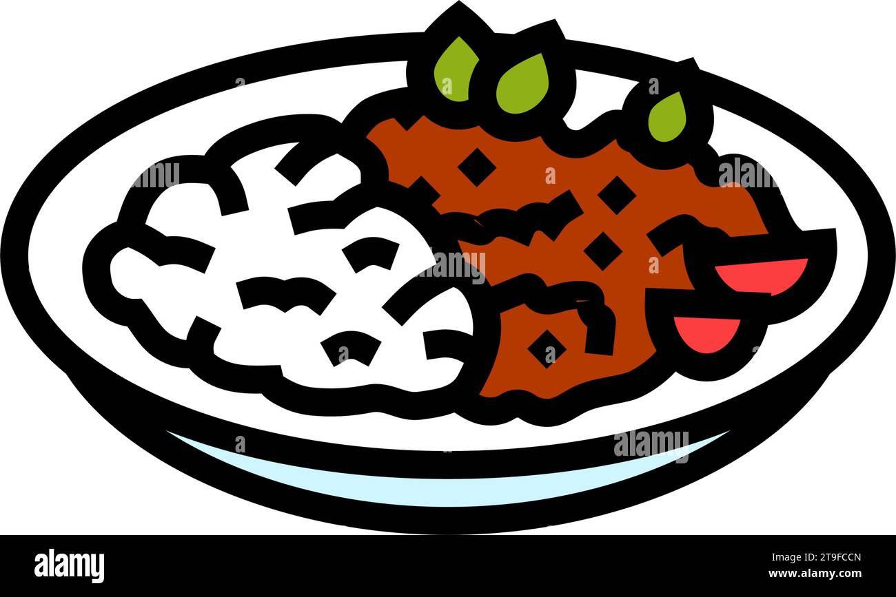 illustration vectorielle d'icône de couleur iskender kebab cuisine turque Illustration de Vecteur