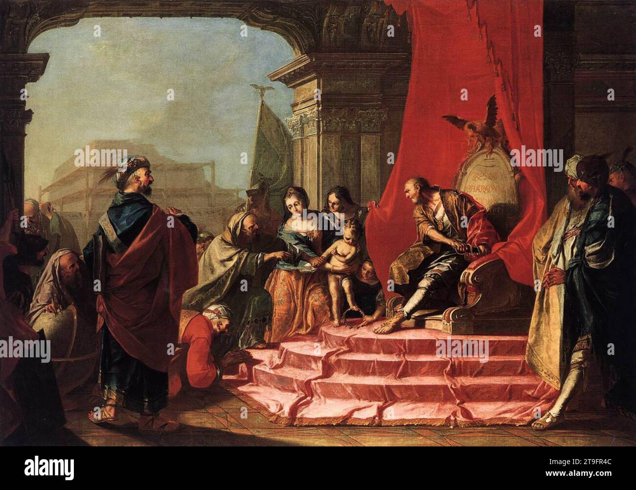 Moïse piétine sur la couronne de Pharaon 1760 par Josef Vinzenz Fischer Banque D'Images