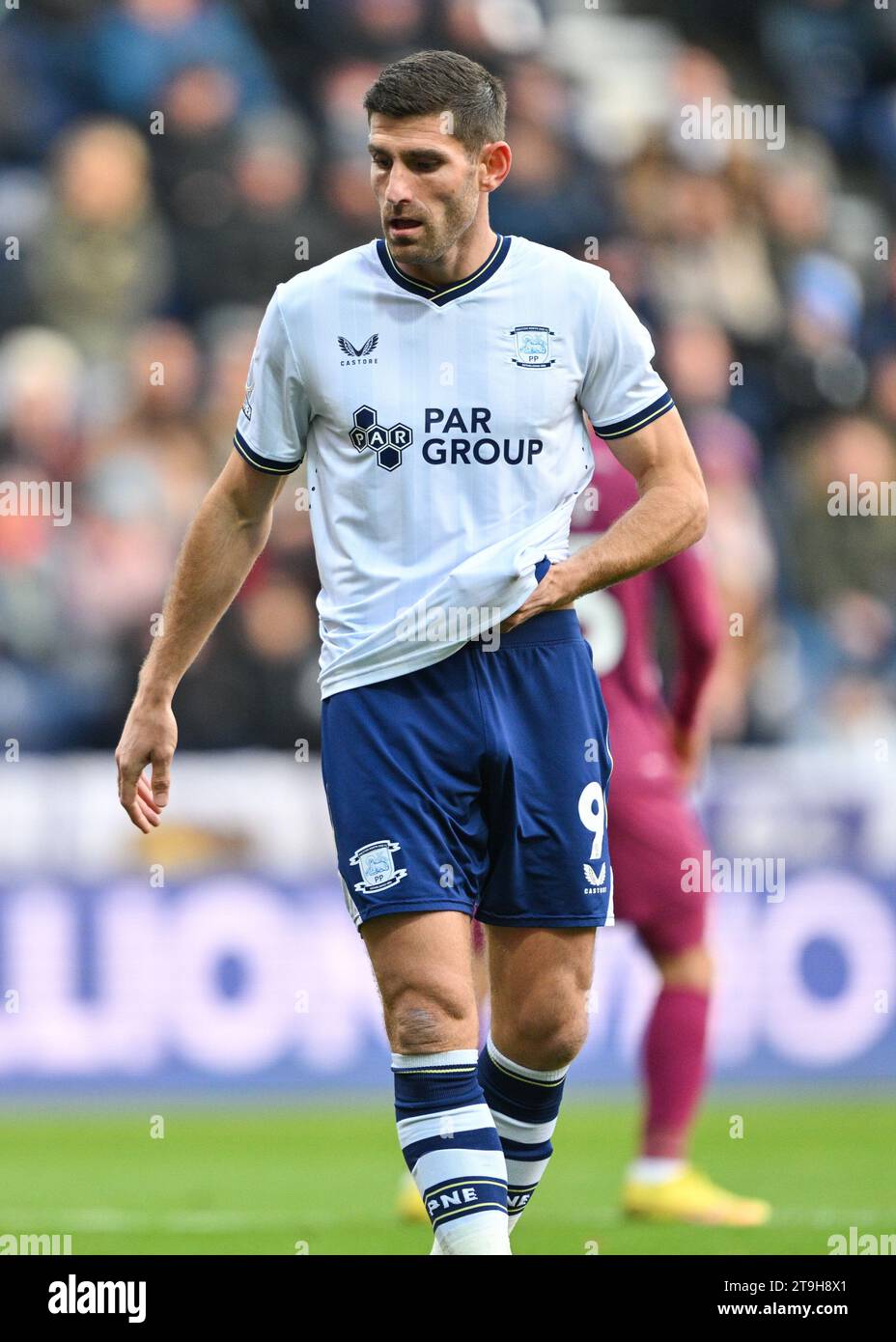 CHED Evans 9# du Preston North End football Club, lors du Sky Bet Championship Match Preston North End vs Cardiff City à Deepdale, Preston, Royaume-Uni, le 25 novembre 2023 (photo de Cody Froggatt/News Images) Banque D'Images