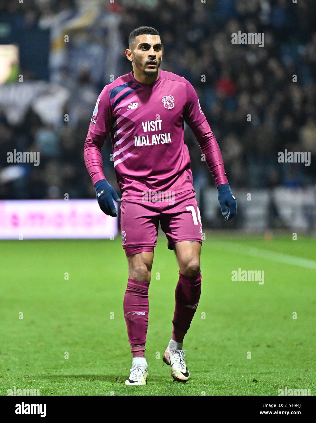 Karlan Grant 16# du Cardiff City Association football Club, lors du Sky Bet Championship Match Preston North End vs Cardiff City à Deepdale, Preston, Royaume-Uni, le 25 novembre 2023 (photo de Cody Froggatt/News Images) Banque D'Images