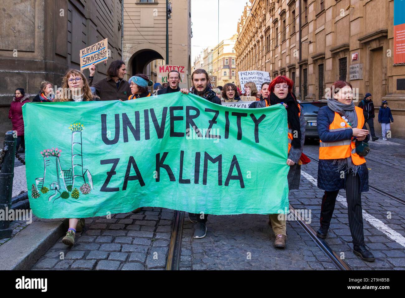 Manifestation de la Journée des étudiants, manifestation contre le changement climatique, Prague, République tchèque, Europe Banque D'Images