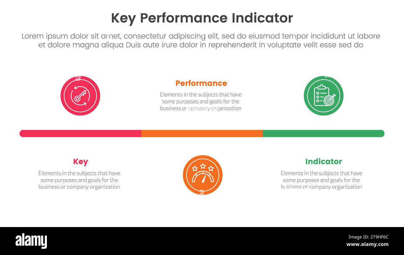 infographie d'indicateur de performance clé kpi modèle d'étape 3 points avec chronologie de petit cercle horizontale pour vecteur de présentation de diapositive Banque D'Images