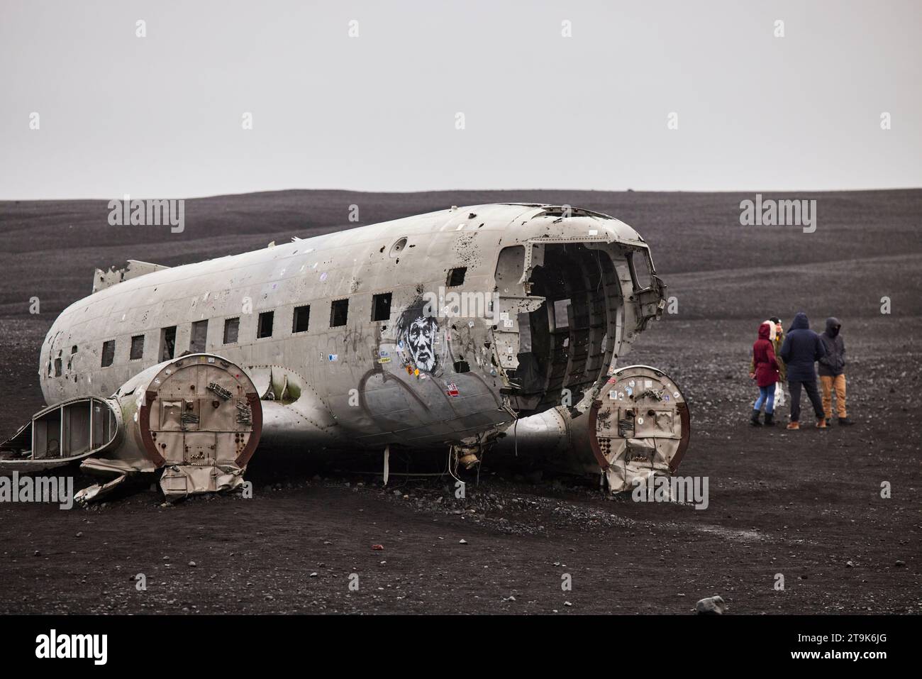 Islande Solheimasandur plane Wreck s'est écrasé DC-3 plane sur la plage Banque D'Images