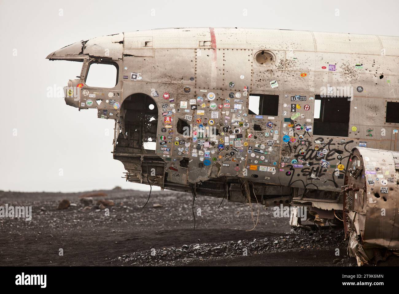 Islande Solheimasandur plane Wreck s'est écrasé DC-3 plane sur la plage Banque D'Images