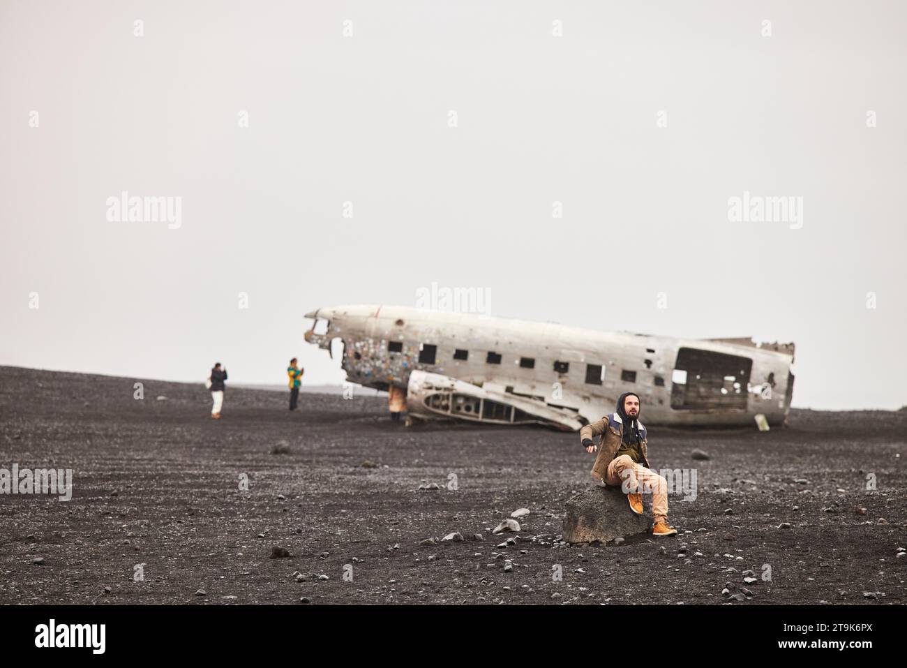 Islande Solheimasandur plane Wreck s'est écrasé DC-3 plane sur la plage Banque D'Images