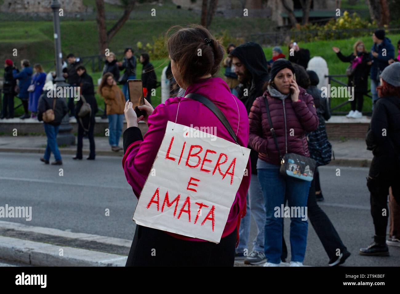 Roma manifestazione del 25 novembre 2023, contro la violenza sulle donne Banque D'Images