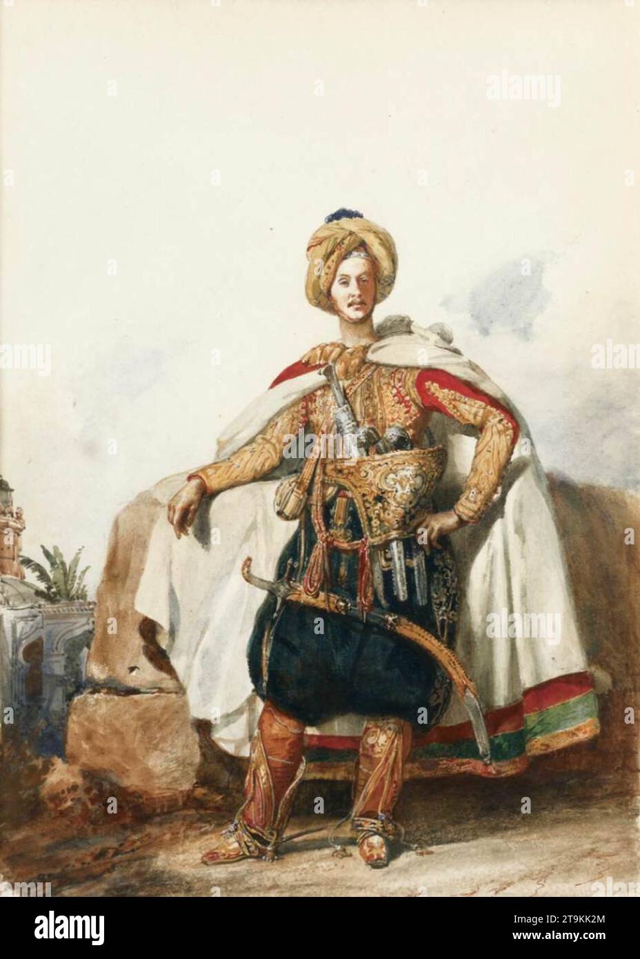 Le duc d'Orléans en costume oriental - par Eugène Louis Lami Banque D'Images