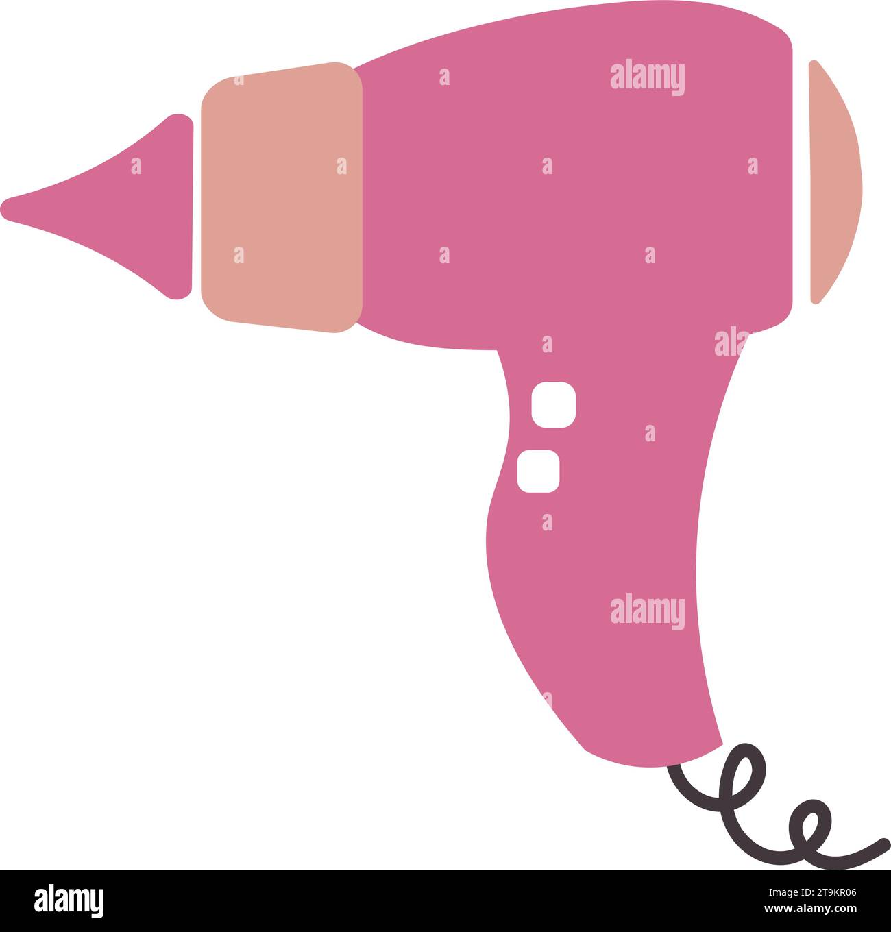 Service de beauté sèche-cheveux. Sèche-cheveux professionnel rose filaire avec accessoire conique. Article de soin de beauté dans le salon de spa. Vecteur isolé sur backgr blanc Illustration de Vecteur