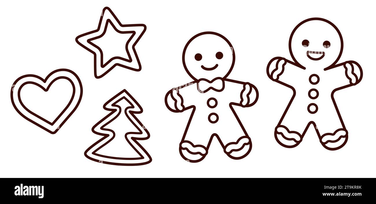 Jeu de biscuits de Noël traditionnels, homme en pain d'épice et formes