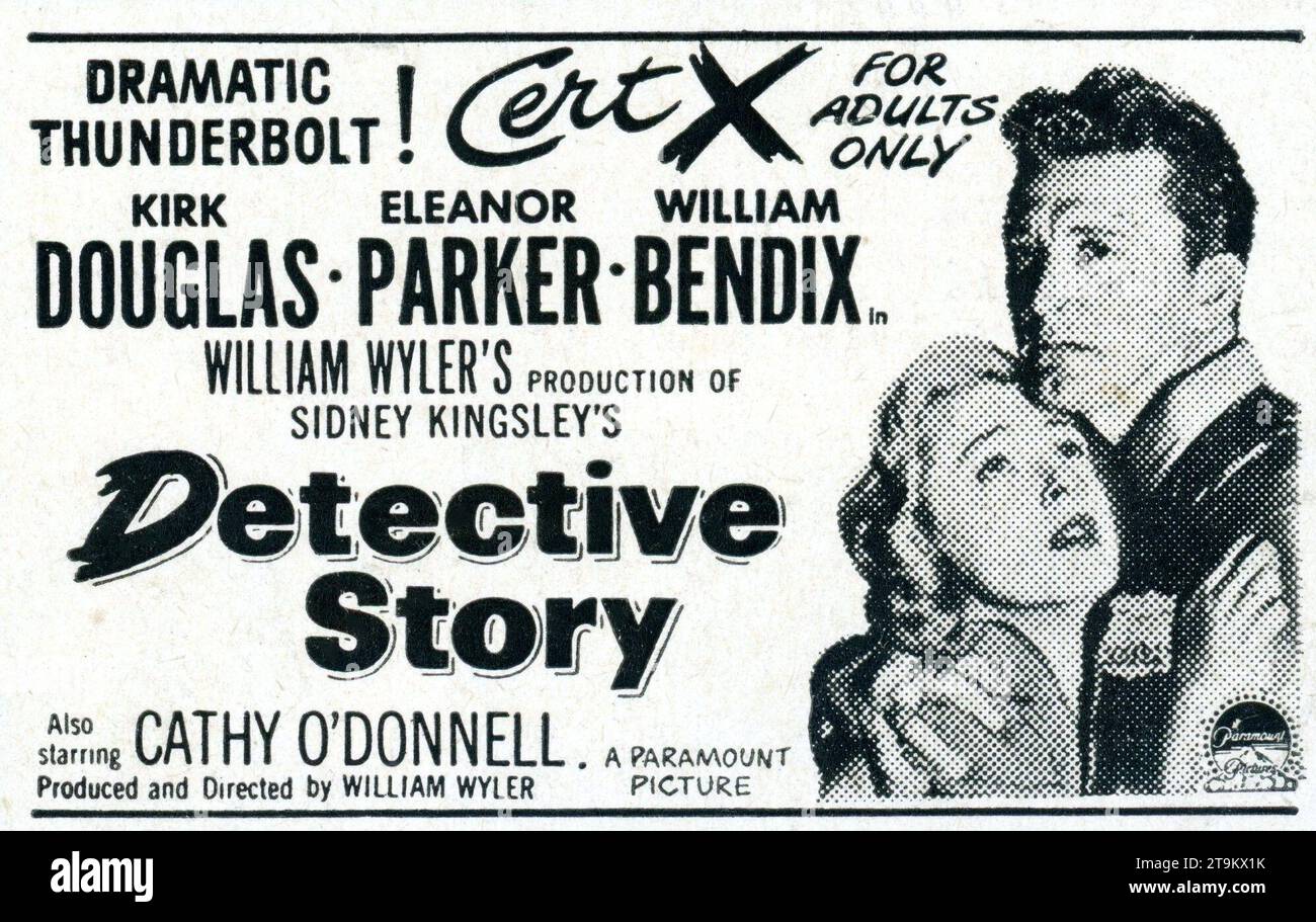 KIRK DOUGLAS et ELEANOR PARKER dans DETECTIVE STORY 1951 réalisateur / producteur WILLIAM WYLER basé sur la pièce de Sidney Kingsley scénario Philip Yordan et Robert Wyler costumes Edith Head Paramount Pictures Banque D'Images