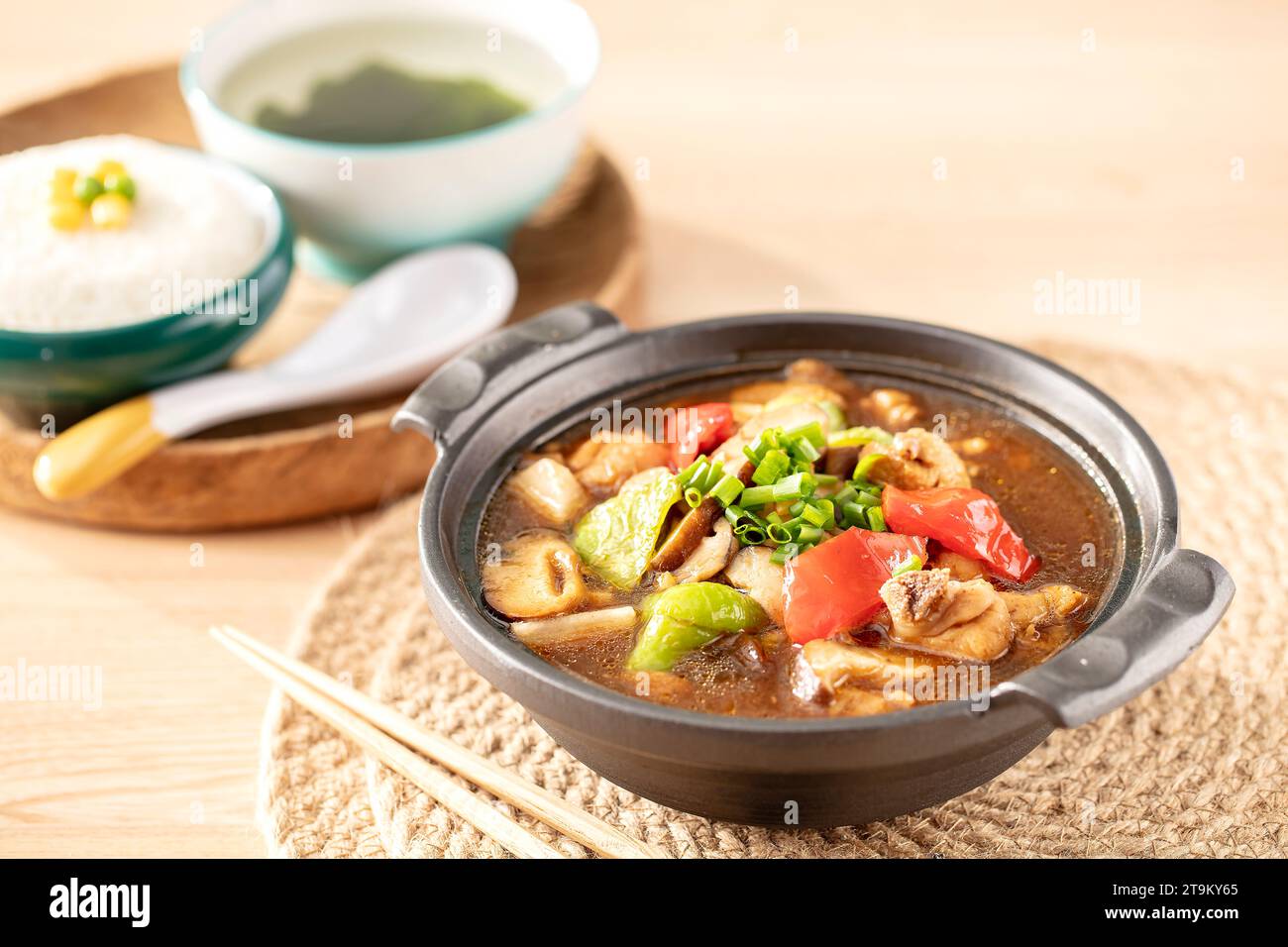 poulet braisé dans une sauce brune Banque D'Images