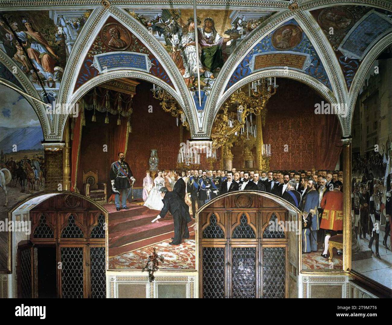 Présentation à Vittorio Emanuele du plébiscite romain 1886 par Cesare Maccari Banque D'Images