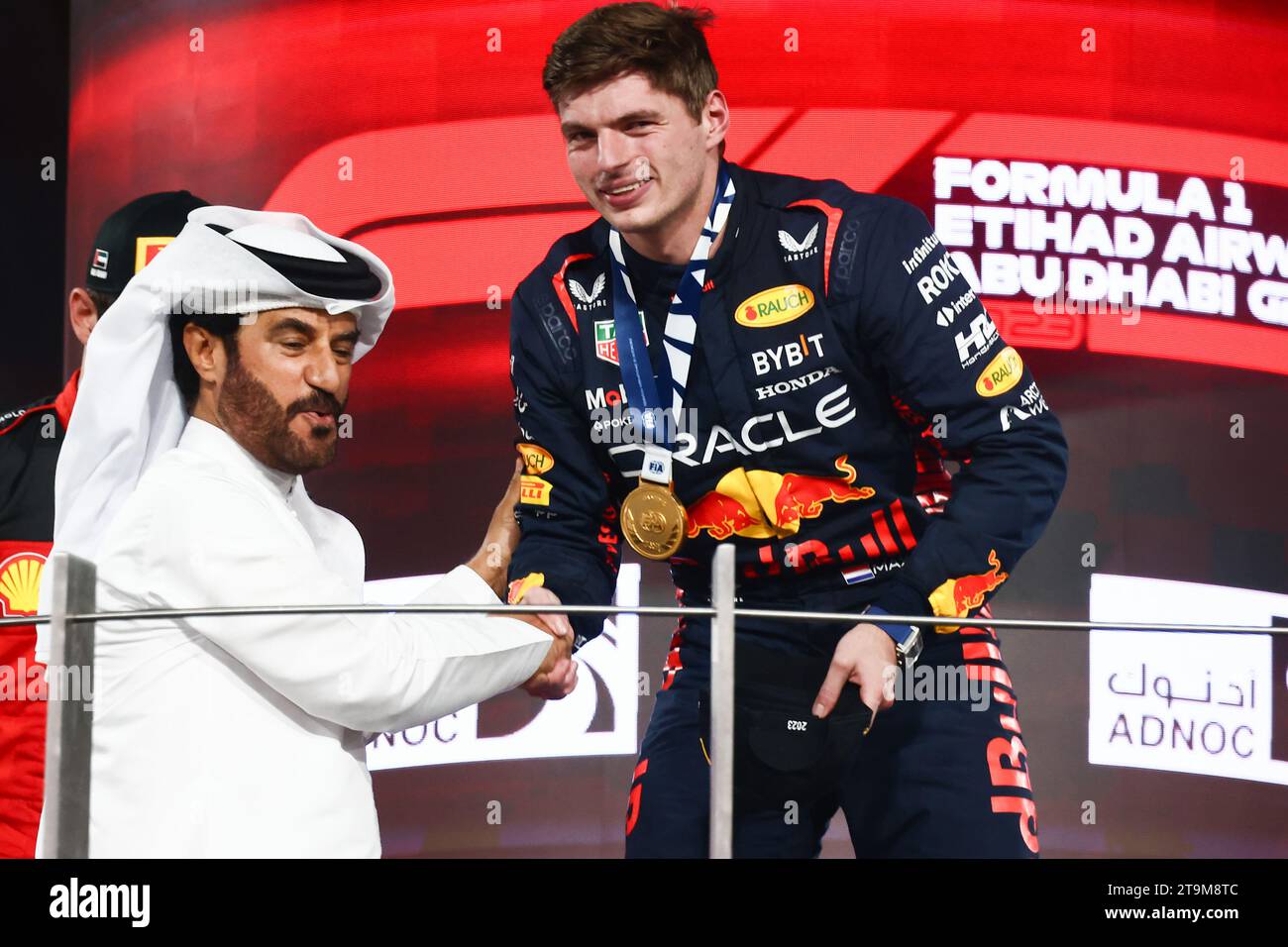 Abu Dhabi, Émirats arabes Unis. 26 novembre 2023. Sur le podium après le Grand Prix de Formule 1 d'Abu Dhabi au circuit Yas Marina le 26 novembre 2023 à Abu Dhabi, aux Émirats arabes Unis. (Image de crédit : © Beata Zawrzel/ZUMA Press Wire) USAGE ÉDITORIAL SEULEMENT! Non destiné à UN USAGE commercial ! Banque D'Images