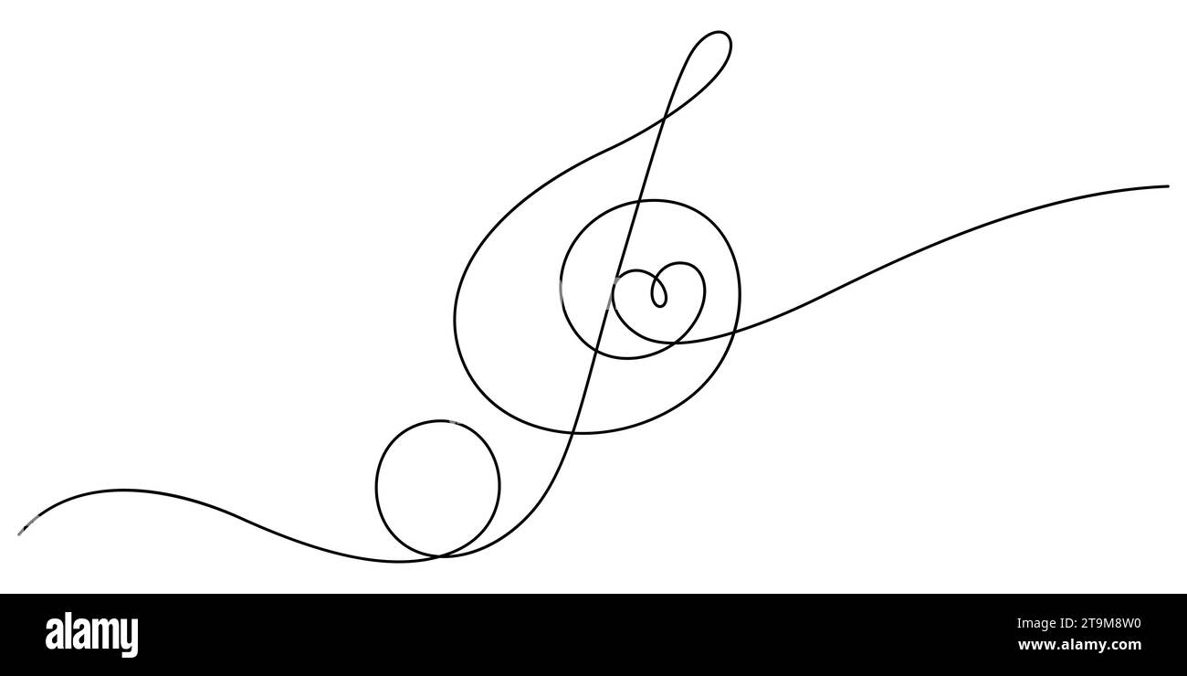 concept d'amoureux de la musique avec des notes de musique et la forme du cœur dans un vecteur minimaliste de dessin de ligne Illustration de Vecteur