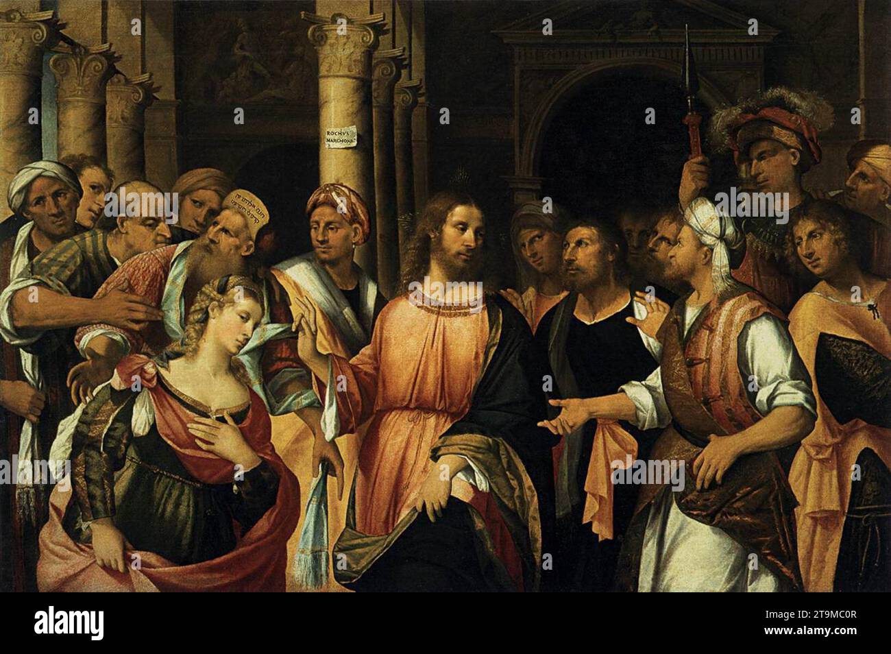 Christ et les adultères vers 1525 par Rocco Marconi Banque D'Images
