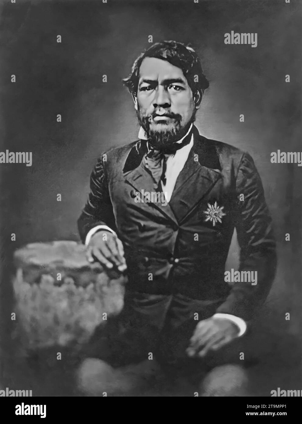 Le roi Kamehameha III Portrait du troisième souverain du royaume d'Hawaï, Keawewweawe'ula Kīwalaʻō Kauikeaouli Kaleiopapa Kalani Waiakua Kalanikau Iokikilo Kīwalaʻō i ke kapu Kamehameha (1814-1854 par Hugo Stangenwald, 1853 Banque D'Images