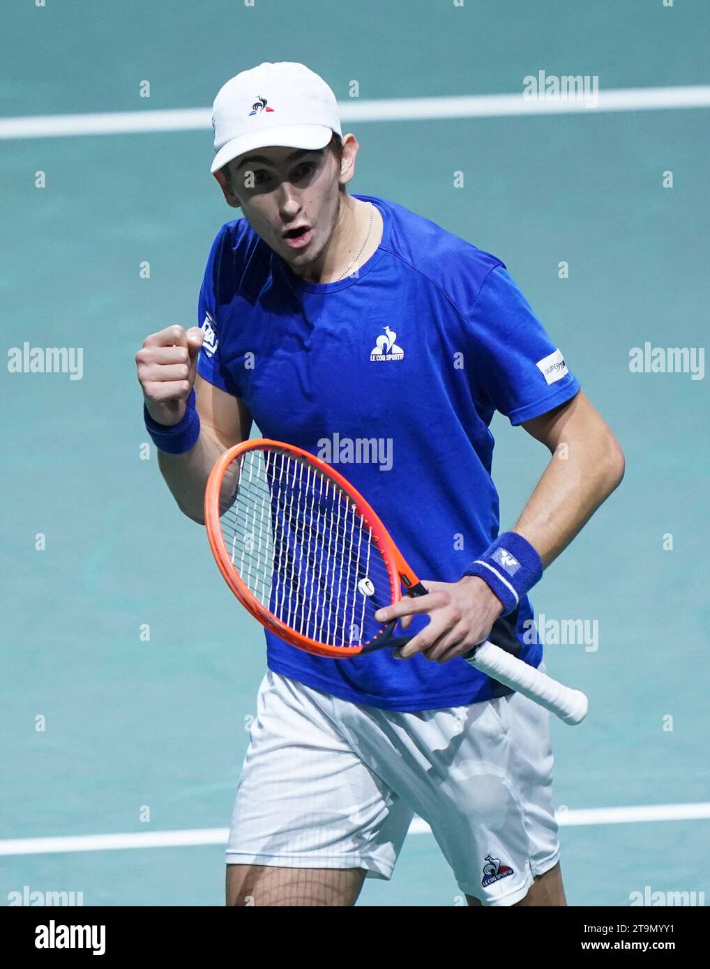 L'Italien Matteo Arnaldi lors de la finale de la coupe Davis 2023 au Palacio de Deportes Jose Maria Martin Carpena à Malaga, Espagne. Date de la photo : dimanche 26 novembre 2023. Banque D'Images