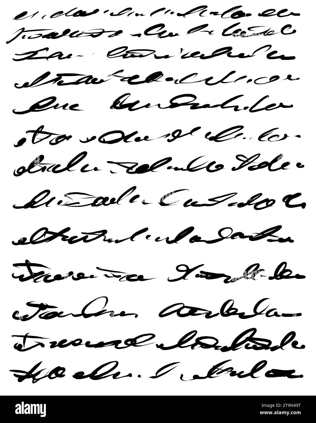 Texte manuscrit abstrait, notes, griffons, Banque D'Images