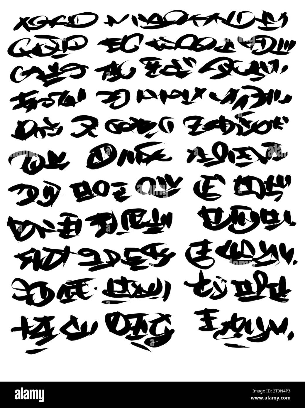Texte manuscrit abstrait, notes, griffons, Banque D'Images